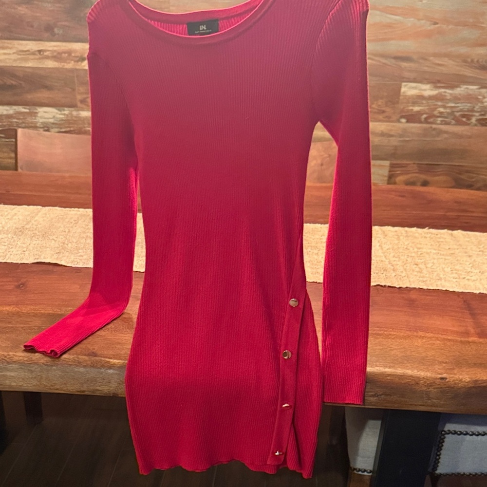 I.N. San Francisco Hot Pink Ribbed Knit Top with Side Buttons